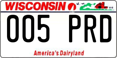 WI license plate 005PRD