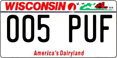 WI license plate 005PUF