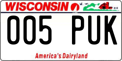WI license plate 005PUK