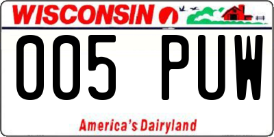 WI license plate 005PUW
