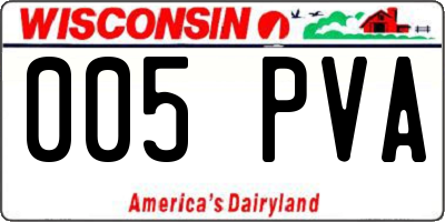 WI license plate 005PVA