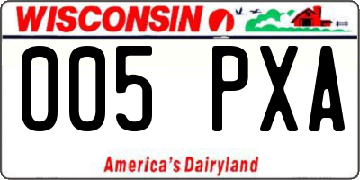 WI license plate 005PXA