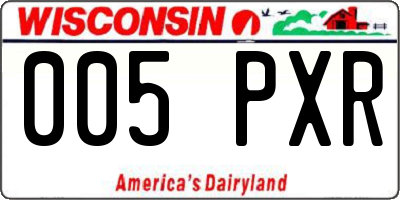 WI license plate 005PXR