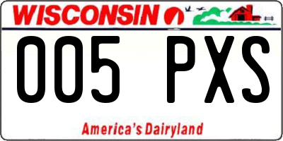 WI license plate 005PXS