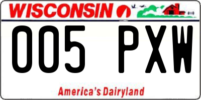 WI license plate 005PXW