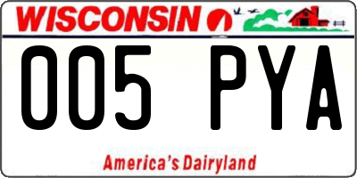 WI license plate 005PYA
