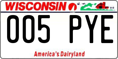 WI license plate 005PYE