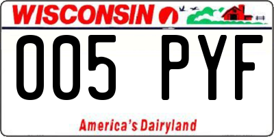 WI license plate 005PYF