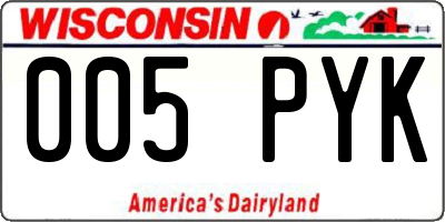 WI license plate 005PYK