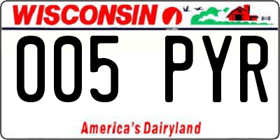 WI license plate 005PYR