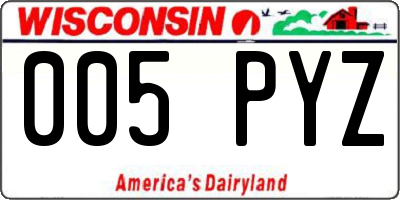 WI license plate 005PYZ