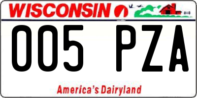 WI license plate 005PZA