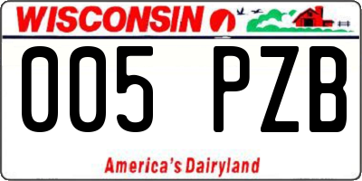 WI license plate 005PZB