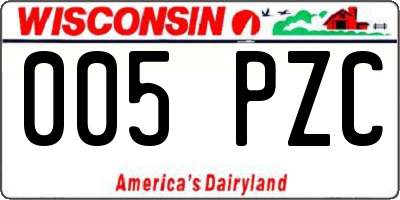 WI license plate 005PZC