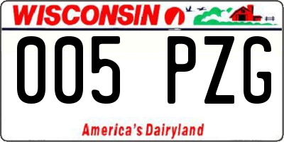 WI license plate 005PZG