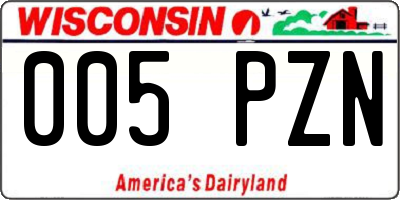 WI license plate 005PZN