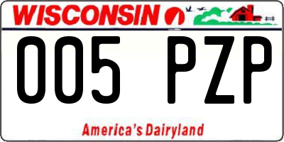 WI license plate 005PZP