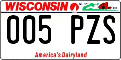 WI license plate 005PZS