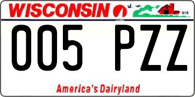 WI license plate 005PZZ
