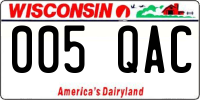 WI license plate 005QAC