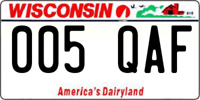 WI license plate 005QAF