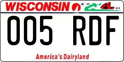 WI license plate 005RDF