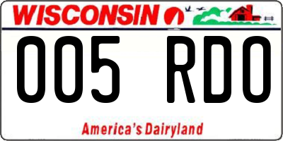WI license plate 005RDO