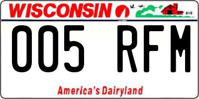 WI license plate 005RFM