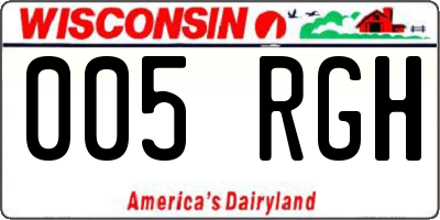WI license plate 005RGH