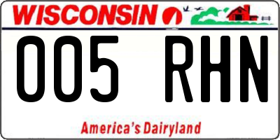 WI license plate 005RHN