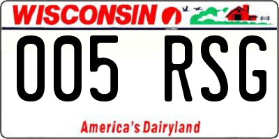 WI license plate 005RSG