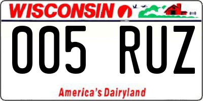 WI license plate 005RUZ
