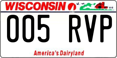 WI license plate 005RVP