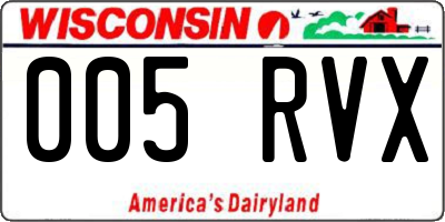 WI license plate 005RVX