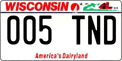WI license plate 005TND