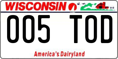WI license plate 005TOD