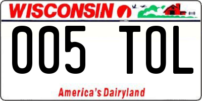 WI license plate 005TOL