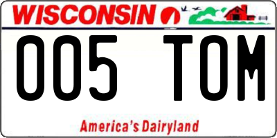 WI license plate 005TOM