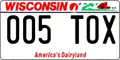 WI license plate 005TOX