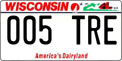 WI license plate 005TRE