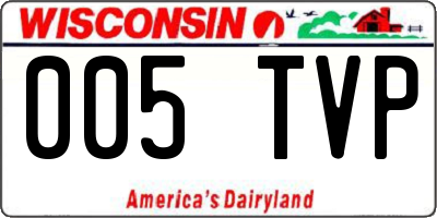 WI license plate 005TVP
