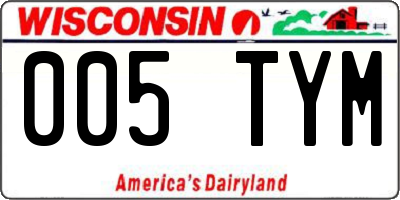 WI license plate 005TYM