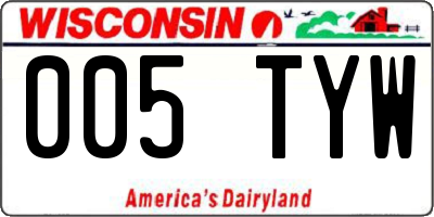 WI license plate 005TYW