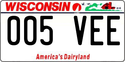 WI license plate 005VEE