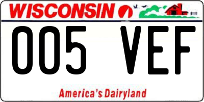 WI license plate 005VEF
