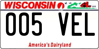 WI license plate 005VEL