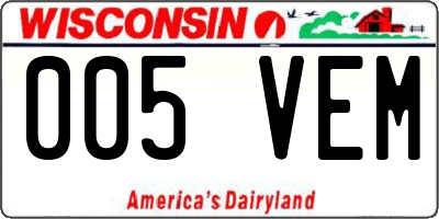 WI license plate 005VEM