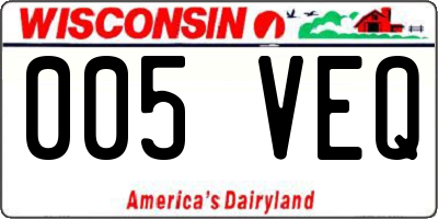 WI license plate 005VEQ