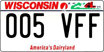 WI license plate 005VFF