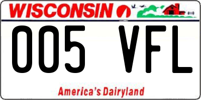 WI license plate 005VFL